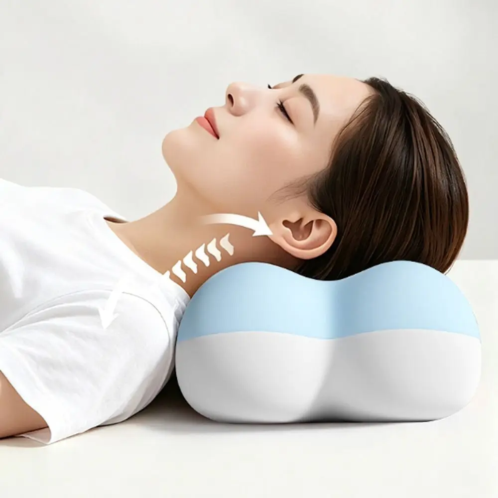 Practical Memory Foam Nap Pillow Ergonomic Breathable Fabric Neck Cushion Soft Support with Carry Strap Desk Pillow Travel Use