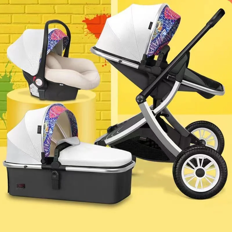 Luxuriöser Kinderwagen, 3-in-1, x Design-Wagen, tragbar, für Reisen, Kinderwagen, zusammenklappbarer Kinderwagen, Aluminiumrahmen, hohes Landschaftsauto für Neugeborene