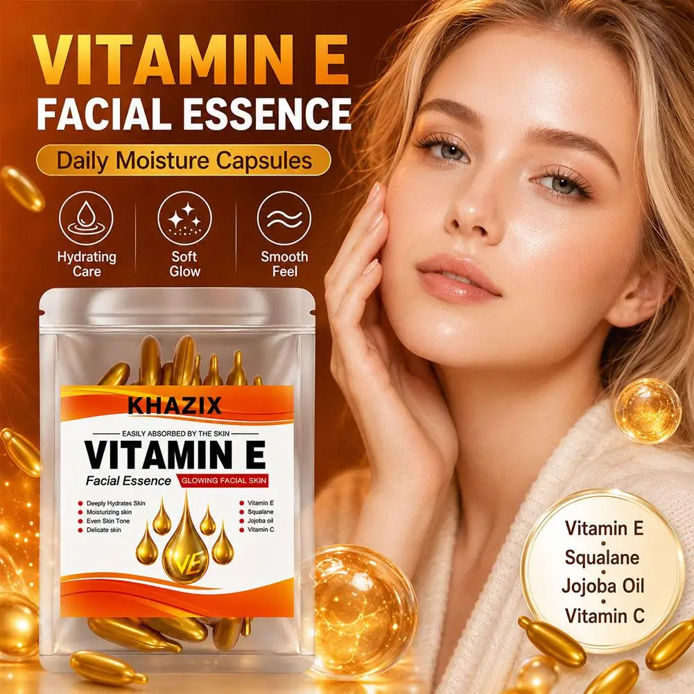 Vitamin E Deep Moisturizing Capsule Essence,Hydrates Smooths Skin,Contains Plant-Based Squalane,Vitamin C Deep Hydration Essence