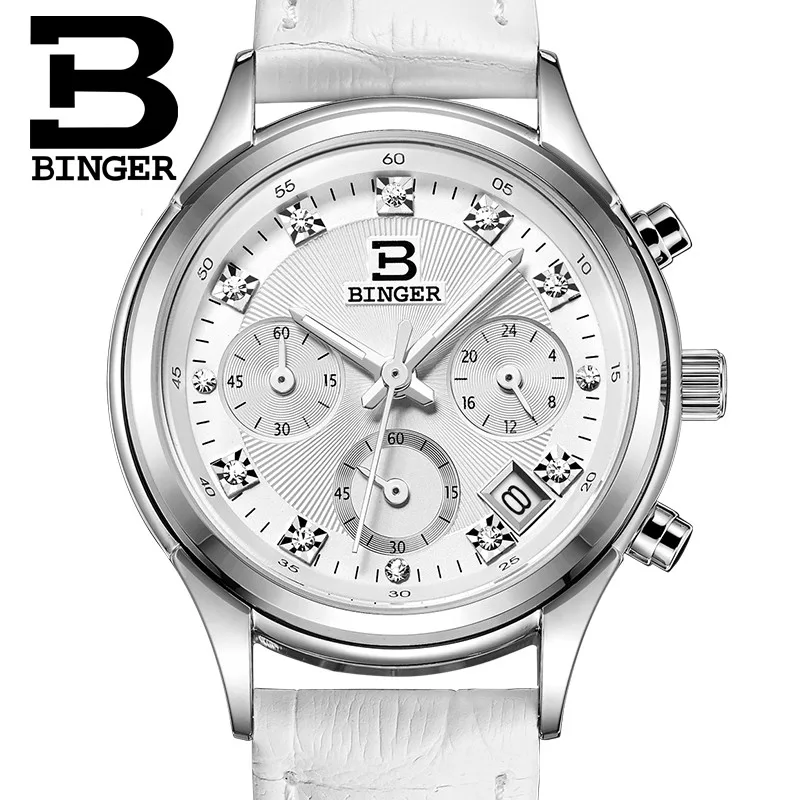 Switzerland Binger Dresses For Womens 2023 Watch Japan Miyota Quartz Wristwatch Date Bling Rhinstone Reloj Mujer ремень женский