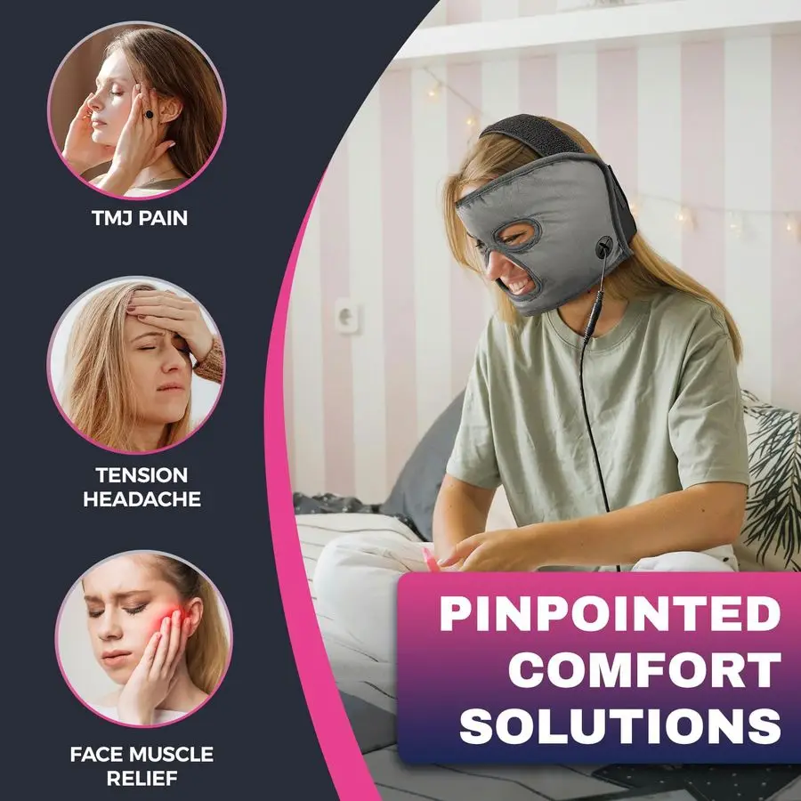 Heated Face Mask - Full Coverage Moist Heating Pad for Headache, TMJ, and Sinus Relief