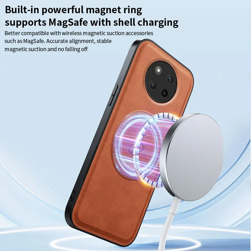 Business Leather Magsafe Magnetic Holder Phone Case for Honor Magic 7 Pro 6 5 Lite Charge Shockproof Full Camera Fundas Cover