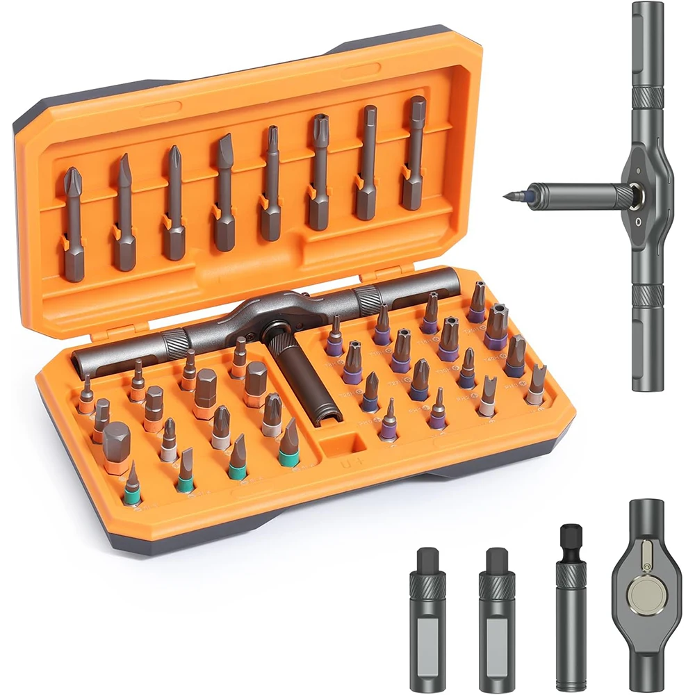 Wireless Cordless Ratchet Precision Screwdriver 42 in 1 Magnetic Small Handle Portable Manual Hand Tool Kit for Household Repair