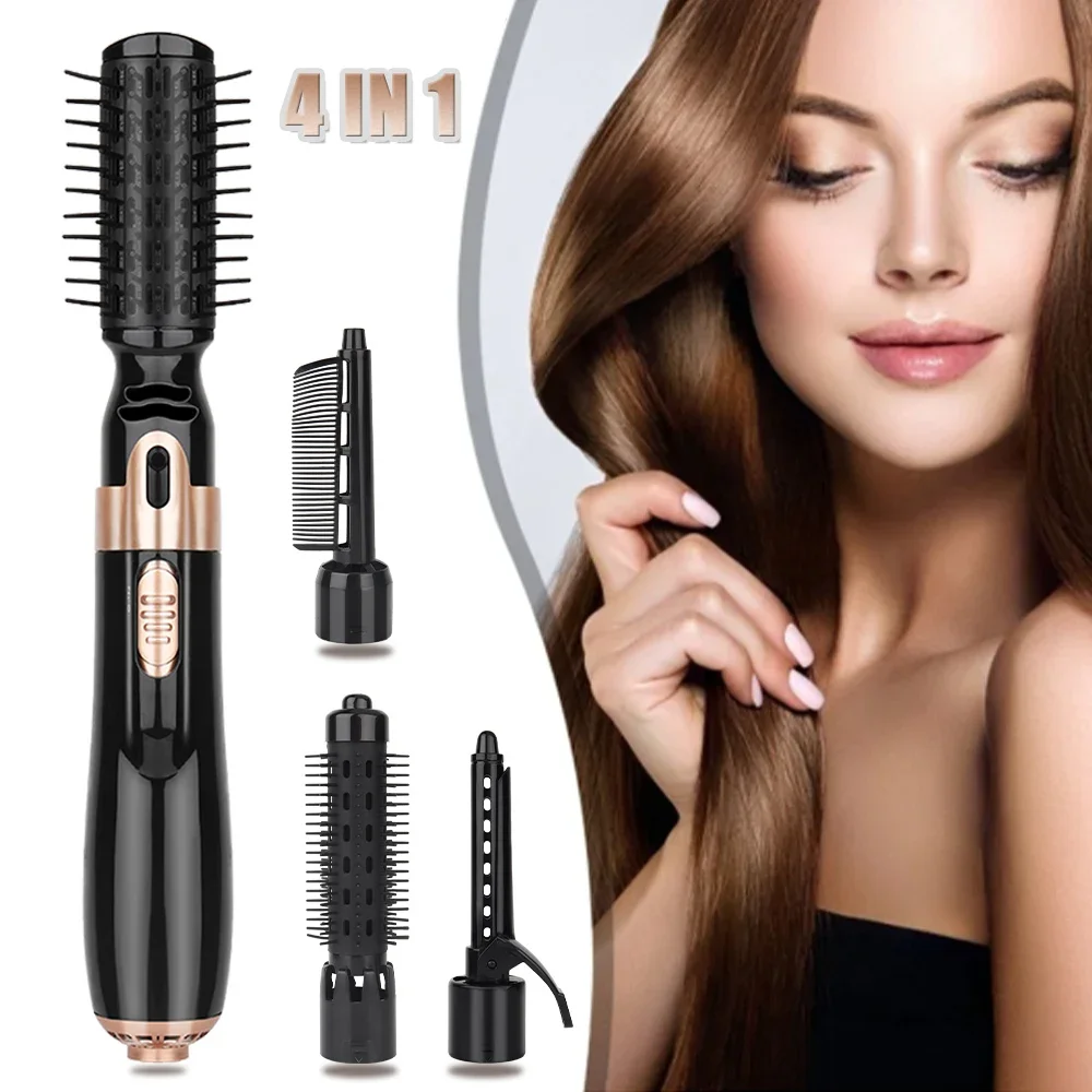 

Hot Air Brush 4 Head Replaceable Hair Dryer Comb One Step Blower Strong Wind Electric Straightener Roller Curler Styling Tools