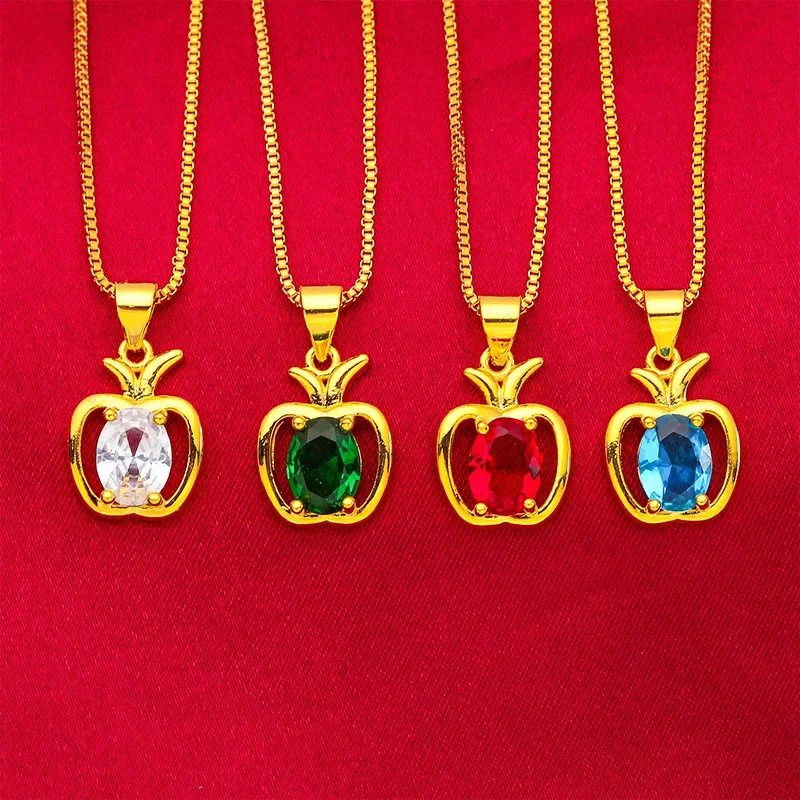 Copy real gold 18K color jewelry ladies' pendant WOMEN'S Red Apple pendant fish brass gold-plated accessories factory wholesale