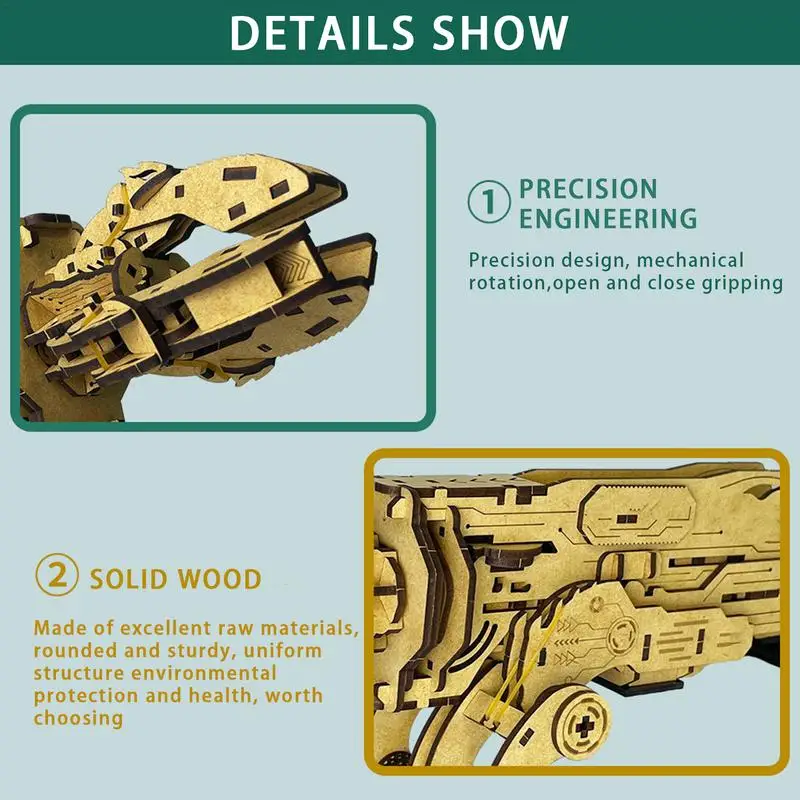 3D Mechanical Hand Puzzle Wooden Building Blocks Toy Mechanical Hand Assembling Block Toys Model For Kids Adults