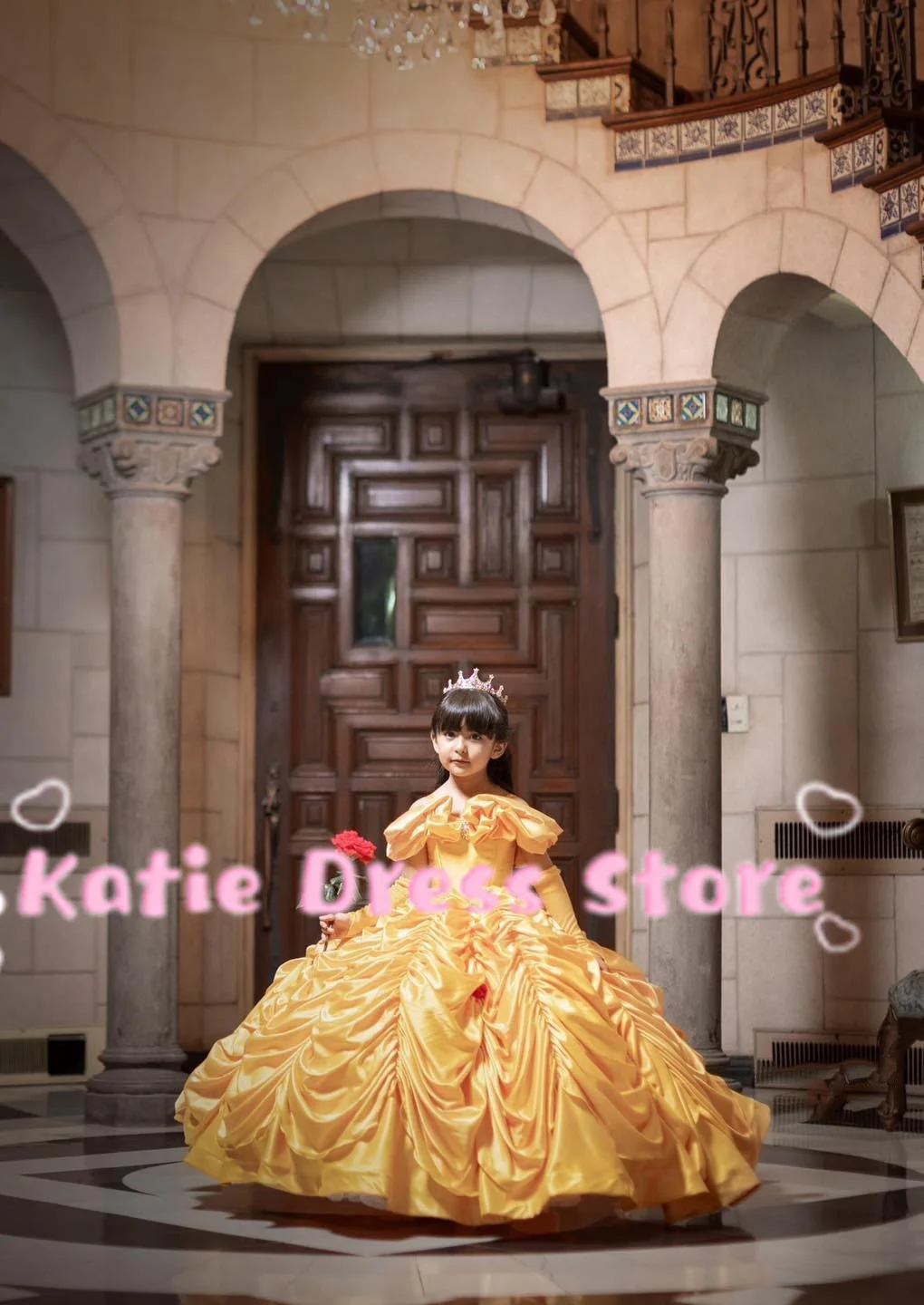 Yellow Satin Flower Girl Dress For Wedding Puffy Sleeveless Princess Kids Birthday Party First Communion Ball Gowns Customized