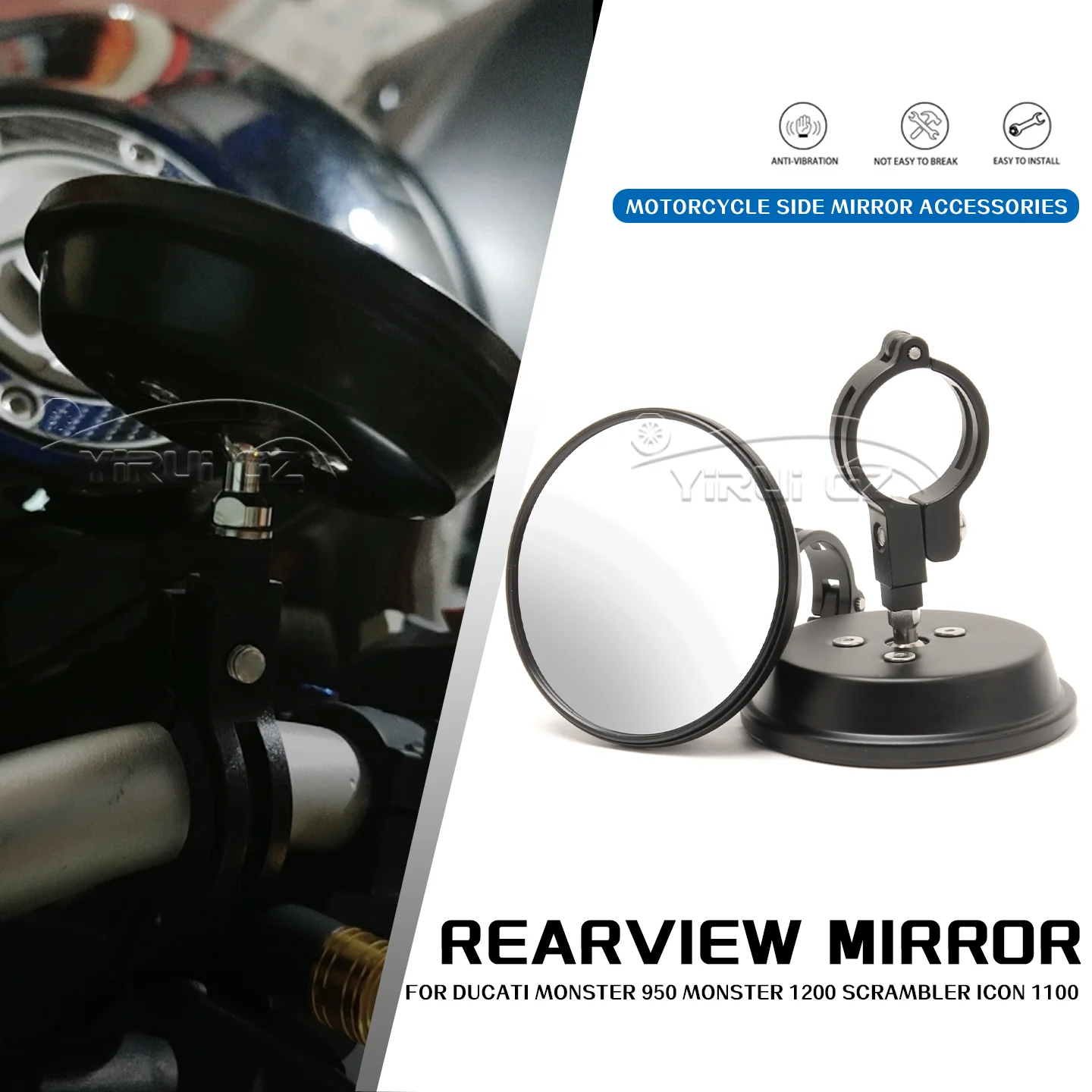 

Для Ducati Monster 950 Monster 1200, Scrambler Icon 1100, мотоциклетная слепая зона, вспомогательный ретровизор, Espelhos de grande angularpara