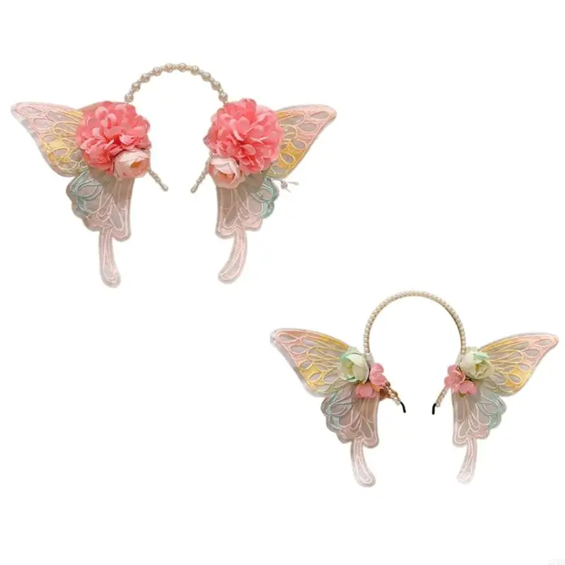 

270D Creative Kids' Butterfly And Floral Hairband Birthday Celebration Headbands Hair Accesories For Enhancing Any Outfit