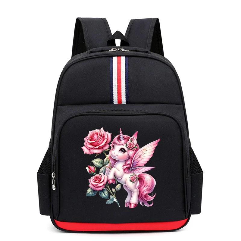 

Rose Watercolor Unicorn Kids Schoolbag Kindergarten Girls Outdoors Bookbag Cartoon Cute Unicorn Kindergarten Waterproof Backpack