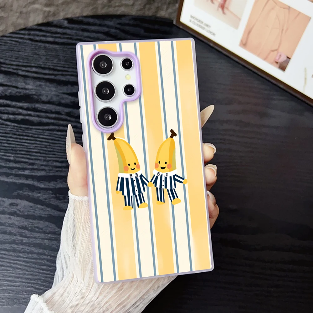 Cute Twin Cartoon Banana Sketch Jelly Phone Case For Samsung Galaxy A57 A56 A55 A54 A37 S26 FE S25 S24 S23 S22 Ultra Plus Clear