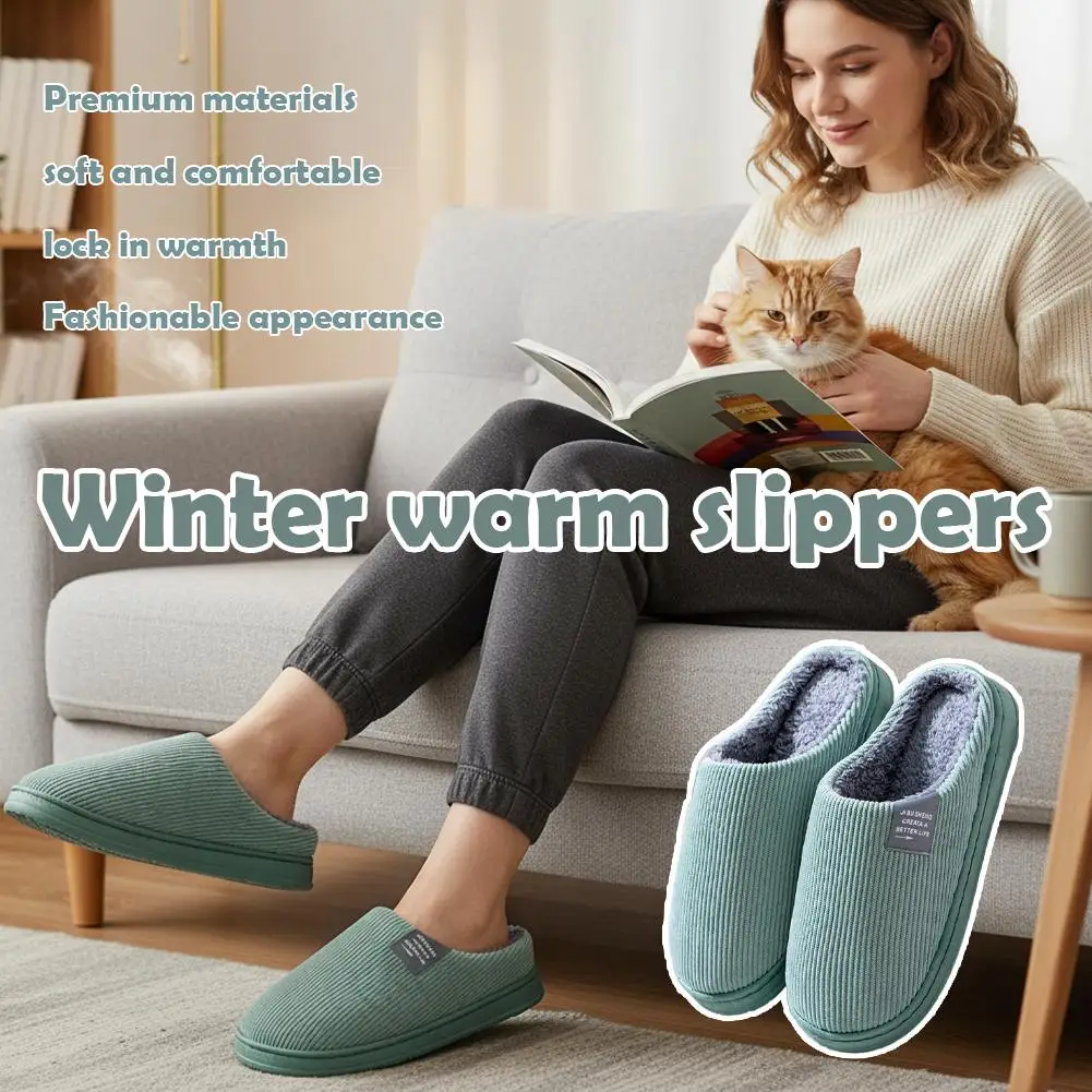 Winter-Plüsch-Hausschuhe, Leicht, Warm, Geschlossene Zehenpartie, Weiche Flauschige Fütterung, Slipper für Schlafzimmer und Wohnzimmer – Detail 4
