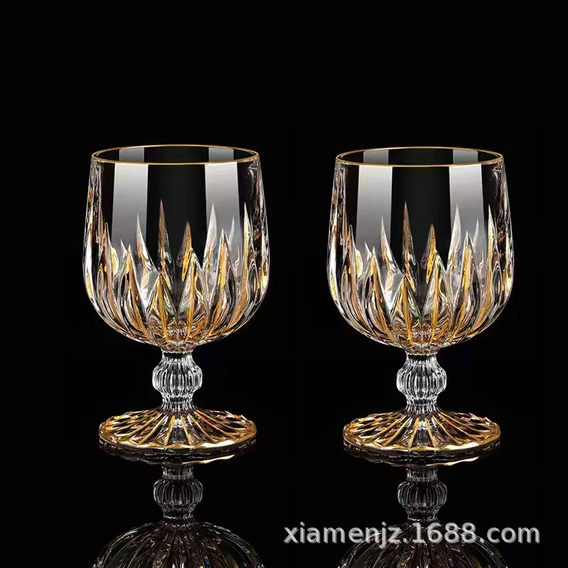 

2Pc brandy goblet light luxury European gold-painted handmade high-end household lead-free crystal glass wine glass