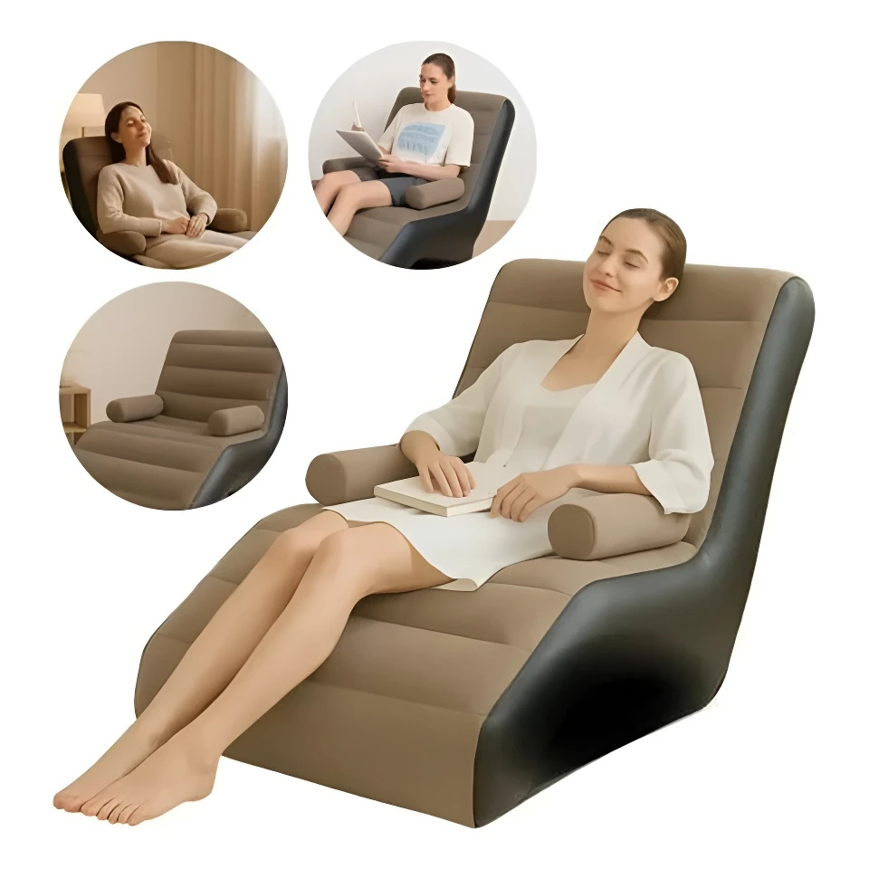 أريكة كسولة قابلة للطي، كرسي صالة قابل للنفخ، طيات متينة سميكة، مقعد هوائي للألعاب مدمج للنوم في السرير الترفيهي #1