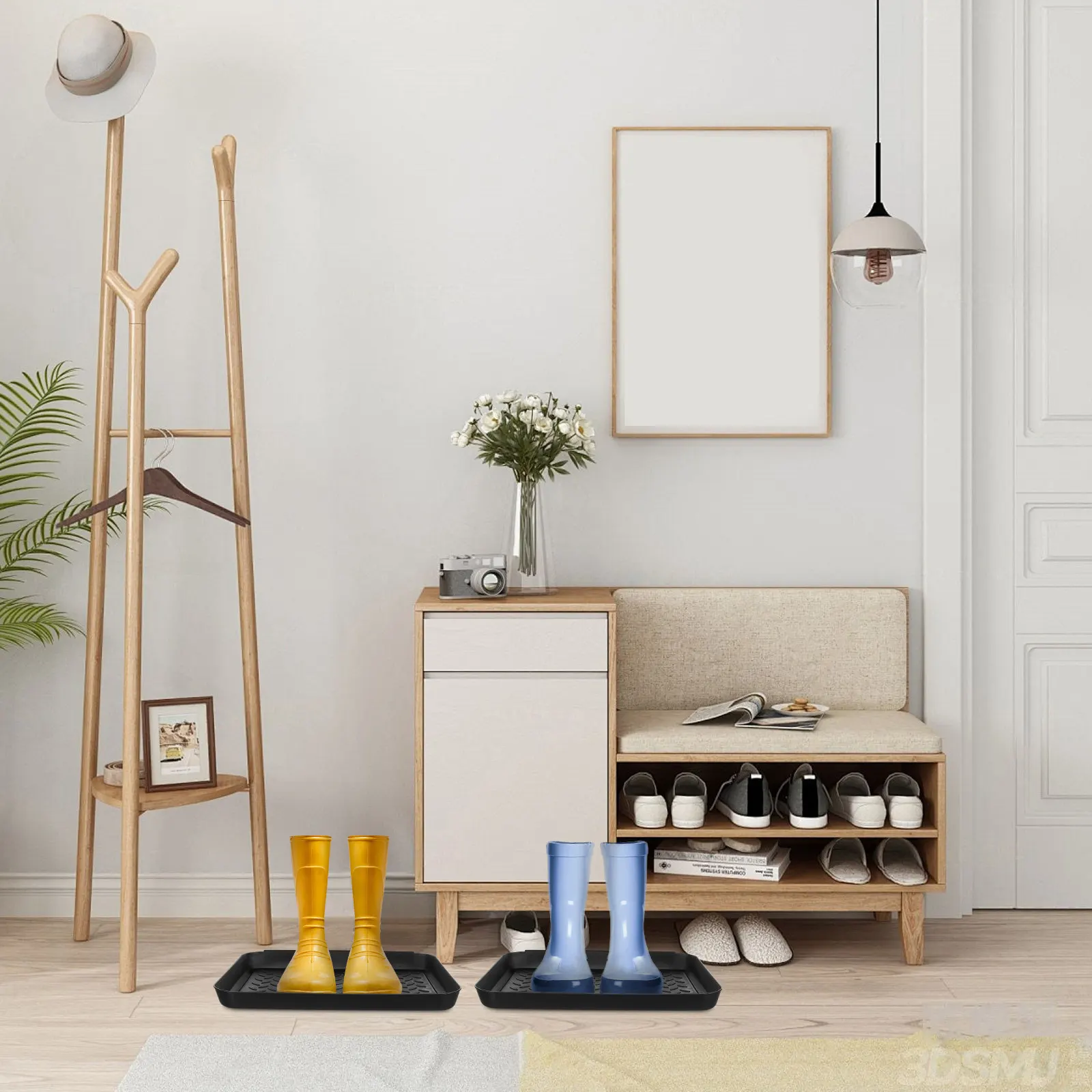 

2 шт. универсальных пластиковых поддонов для обуви, впитывающих влагу, для прихожей, кладовой, фермы, сада, стройплощадки, кухни, под раковину, для сбора капель