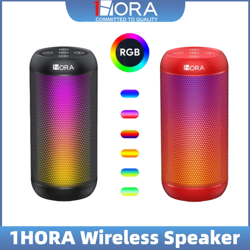 1HORA سماعة لاسلكية تعمل بالبلوتوث المتكلم المحمولة في الهواء الطلق المتكلم مع RGB التنفس ضوء مرحبا فاي جودة الصوت واضحة دعم الاقتران TWS