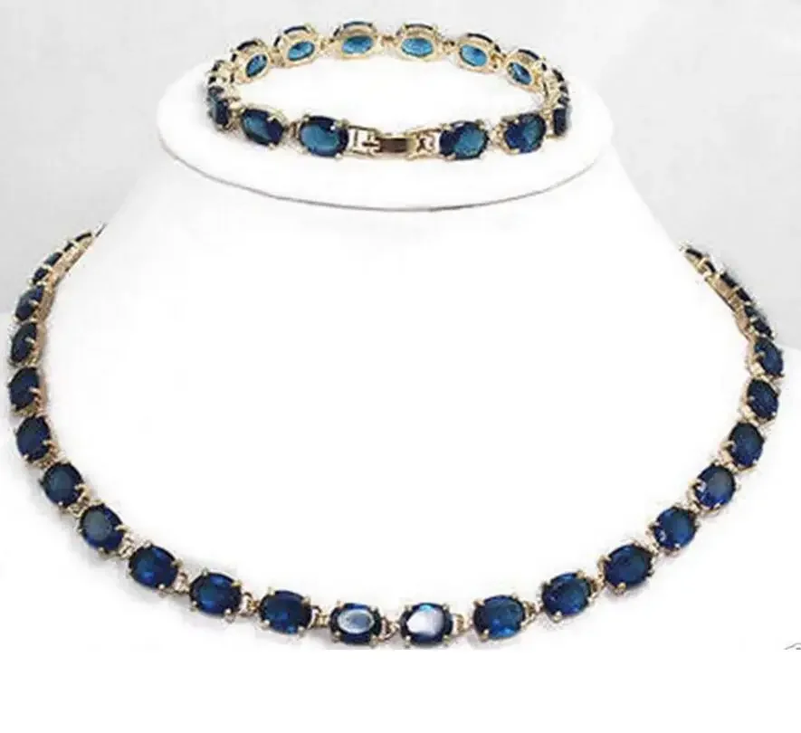 

Fashion Jewelry Genuine Dark blue Tourmaline Tanzanite Necklace bracelet