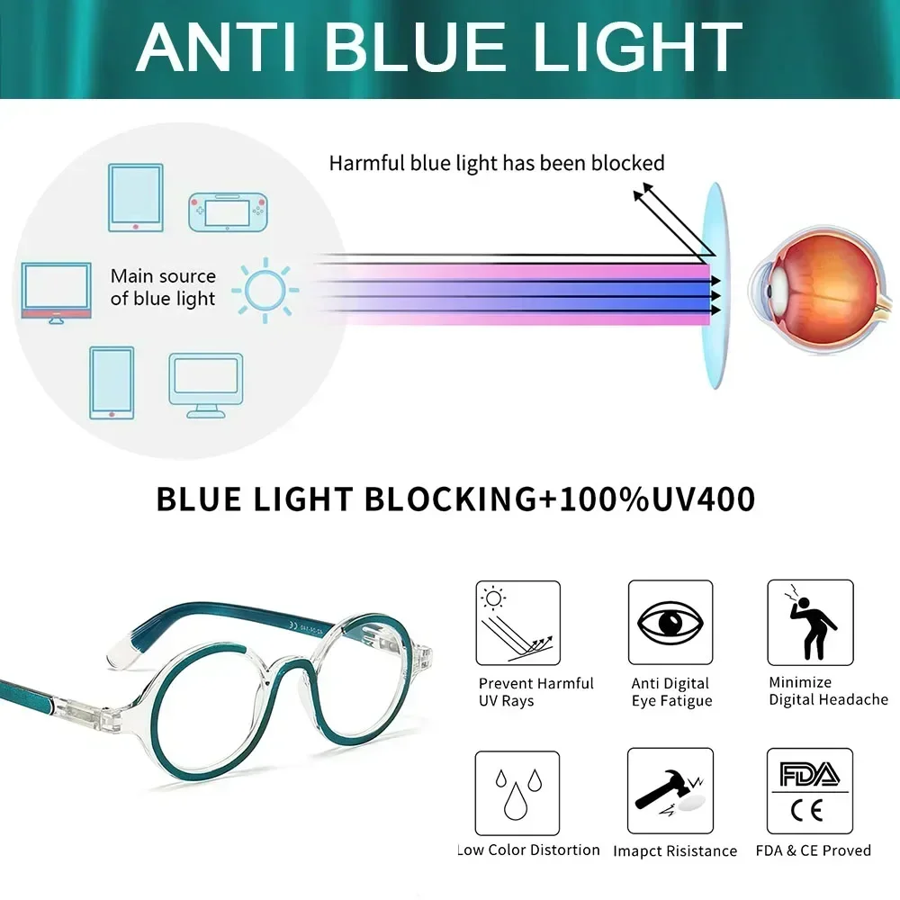 BEGREAT Reading Glasses for Women Men Spring Leg Prescription Glasses Round Frame Presbyopia Glasses Eyeglasses 0 To +4.0