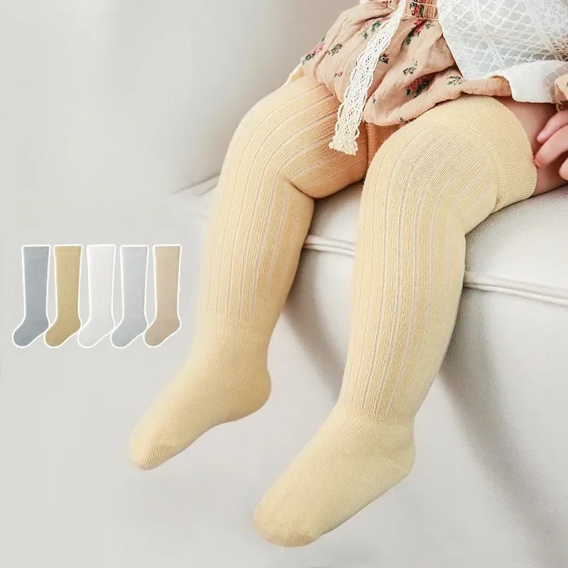 Cute Soft Solid Color Kids Stockings Designs Children’s Warm Cotton Sock Knee Socks Boys Girl Comfortable for Winter Use At Home