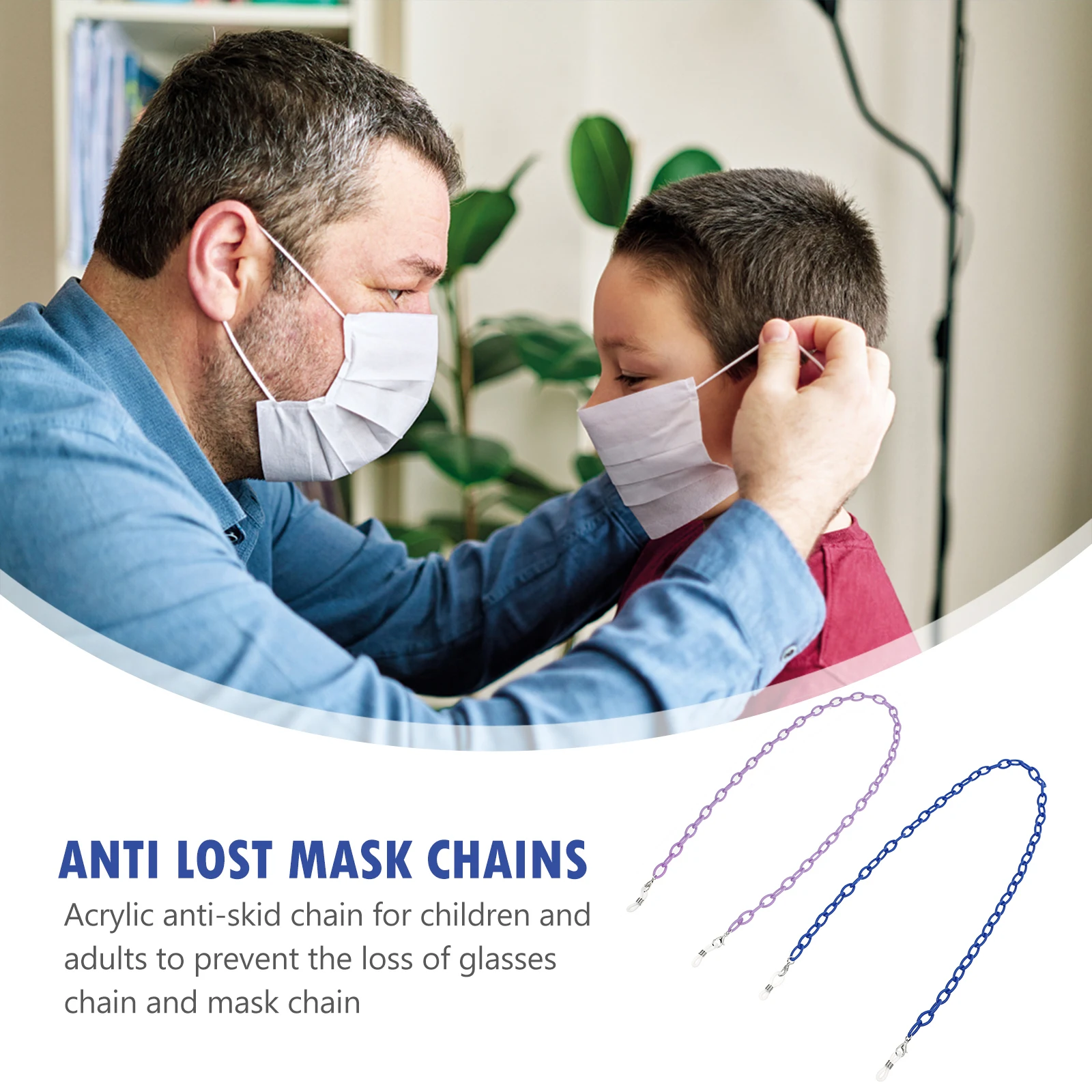 

2PCS Non-slip Glasses Chain Acrylic Mask Sunglasses Compatible Durable Safe Wear Tear Break Resistance Portable Easy Use Anti