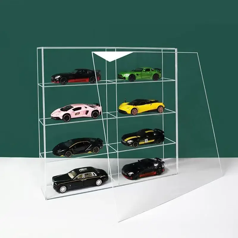 Completely Clear Acrylic Display Cabinet With Pull-Out Lid 4/6/8 Grid Installation Free Acrylic Display Case For 1/32 Car Models