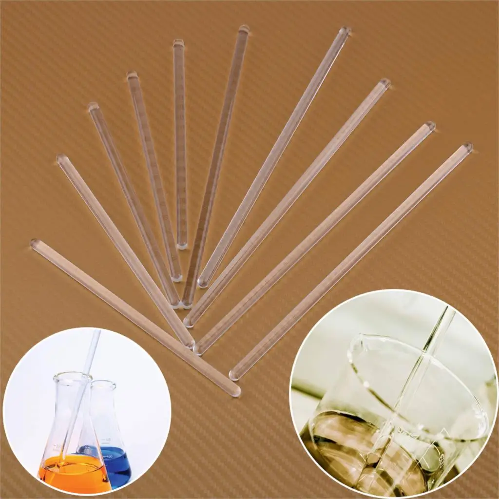 LETAOSK 5Pcs Clear Round Head Borosilicate Glass Stirring Rod for Laboratory Families Schools Factories Drainage Bar Mixer Work