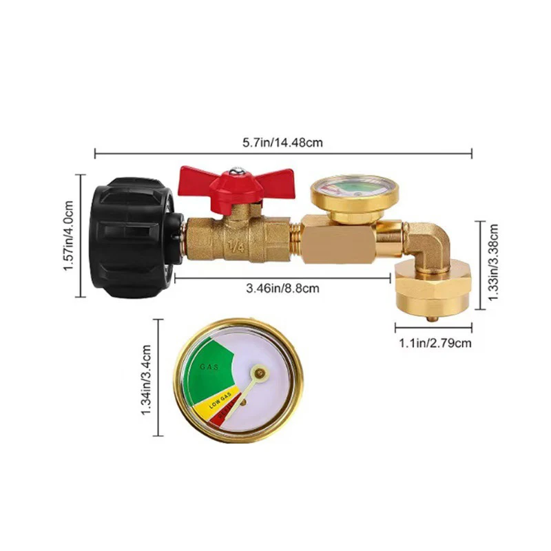 Adapter do napełniania propanem QCC1 z manometrem i zaworem sterującym ON-Off Adapter propanu do grilla kempingowego 1LB do napełniania butelek