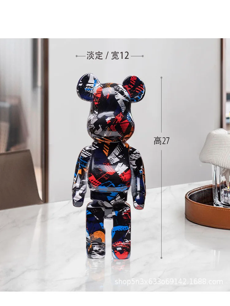 

Light luxury geometric bear living room TV cabinet cartoon figurine small ornament wine cabinet bookshelf handmade decoration