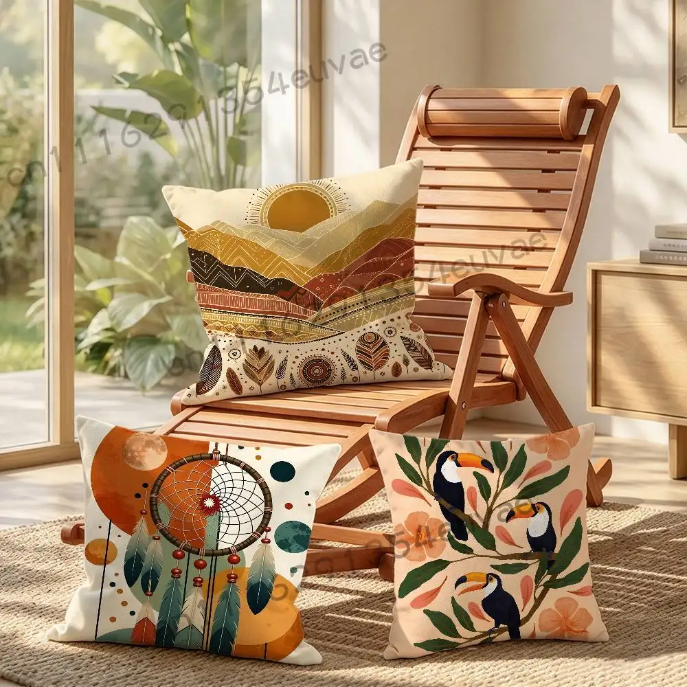 Minmal Boho Sun sandy beach Tree Pillow Cushion Cover Pillowcase Living Room Sofa Home Decor Customized Cartoon