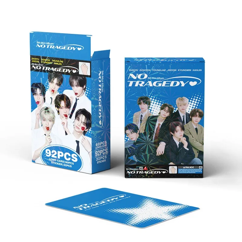 

60Pcs NO TRAGEDY Kpop Lomo Cards With 32Pcs Stickers Set - Korean Idol Celebrity HD Photo Cards for Fans Collection & Gift