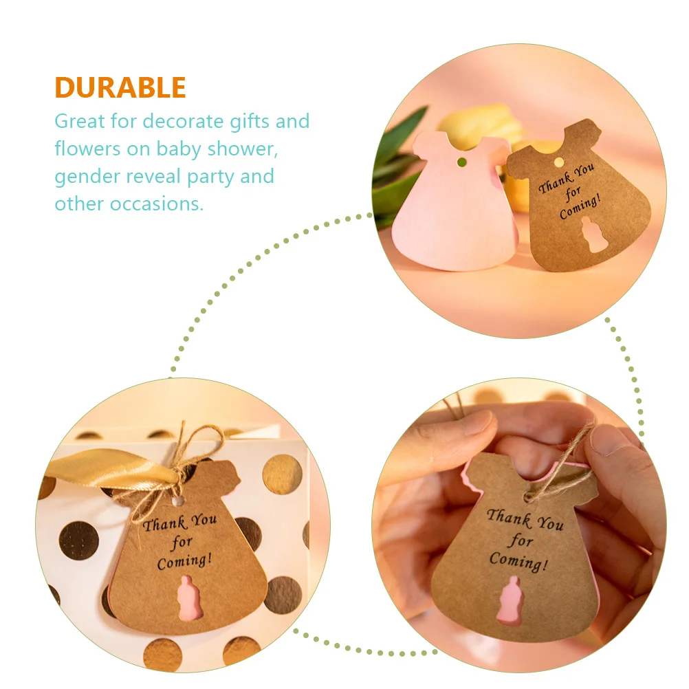 ป้ายของขวัญกระดาษคราฟท์ 50 ชุด ป้ายติดสินค้าแบบเสื้อผ้า สำหรับจัดระเบียบของขวัญ ของชำร่วย อุปกรณ์งานเลี้ยงฉลองเปิดตัวเด็ก งานเปิดเผยเพศ