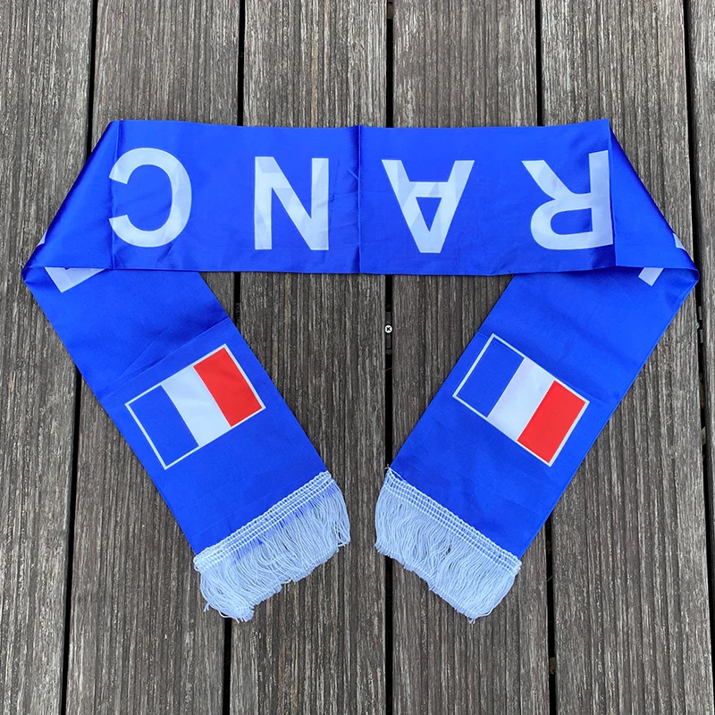 xvggdg  14x130cm  National Team Football Fans Scarf   france Tassel Flags Scarf Party Commemorative Souvenir