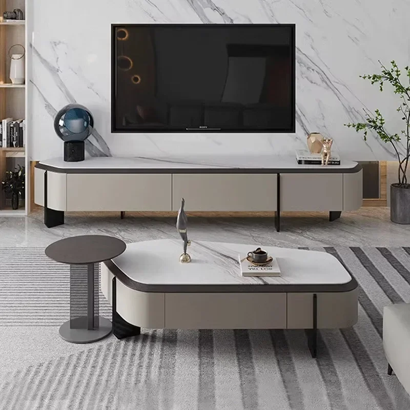 

Легкий роскошный чайный столик из микрокристаллического камня и шкаф для телевизора, комбинированный дизайнерский стиль для гостиной, тихий стиль с молочным маслом, Alien Supe