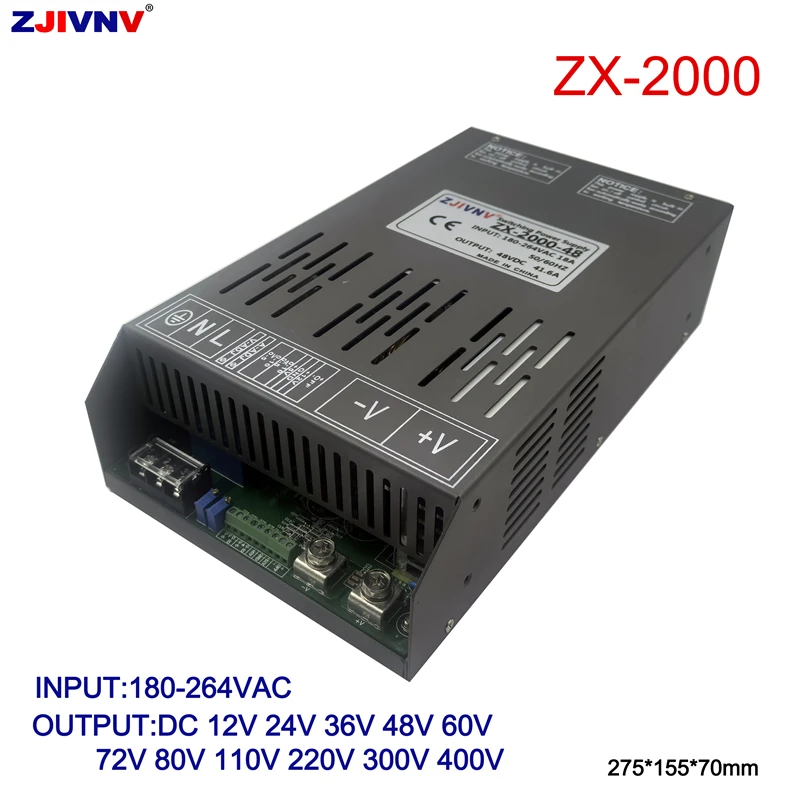 2000W Adjustable Switching Power Supply with External Control AC 180-264V to DC 0-12V 24V 36V 48V 60V 72V 80V 110V 220V 300V 400