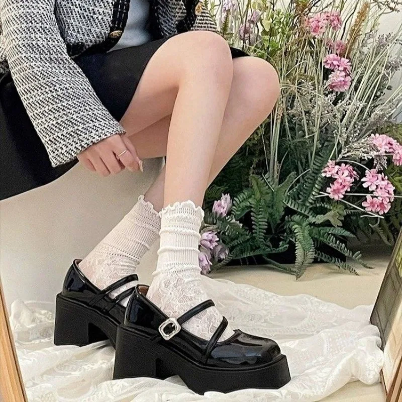 Ultra High Heel Mary Jane Shoes for Women 2024 New Gothic Thick Sole Pumps for Women Plus Size Ankle Buckle Party Lolita Shoes