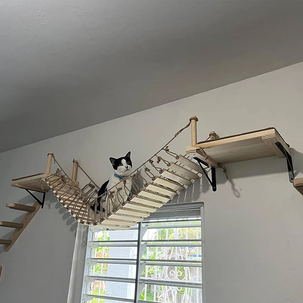 100CM Cat Suspension Bridge Can Be Multi-cat Activities, Play And Sleep Sisal Ladder Pets Can Climb Freely Indoor Cat Furniture