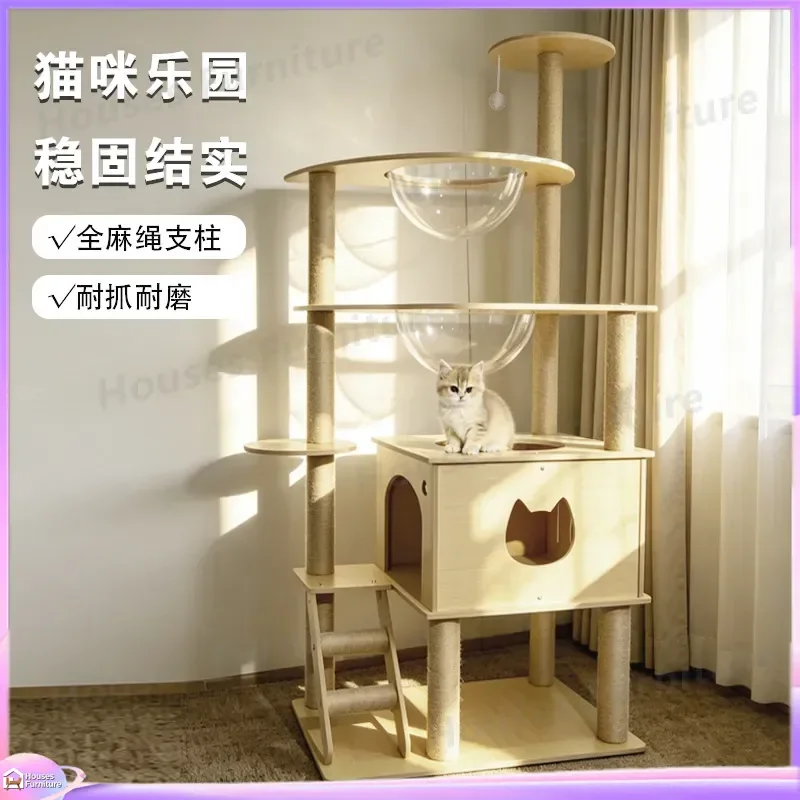 Large Multifunctional Cat Tree with Condo Hammock Scratching Posts and Perches for Indoor Cats Luxury Multi Tier Climbing