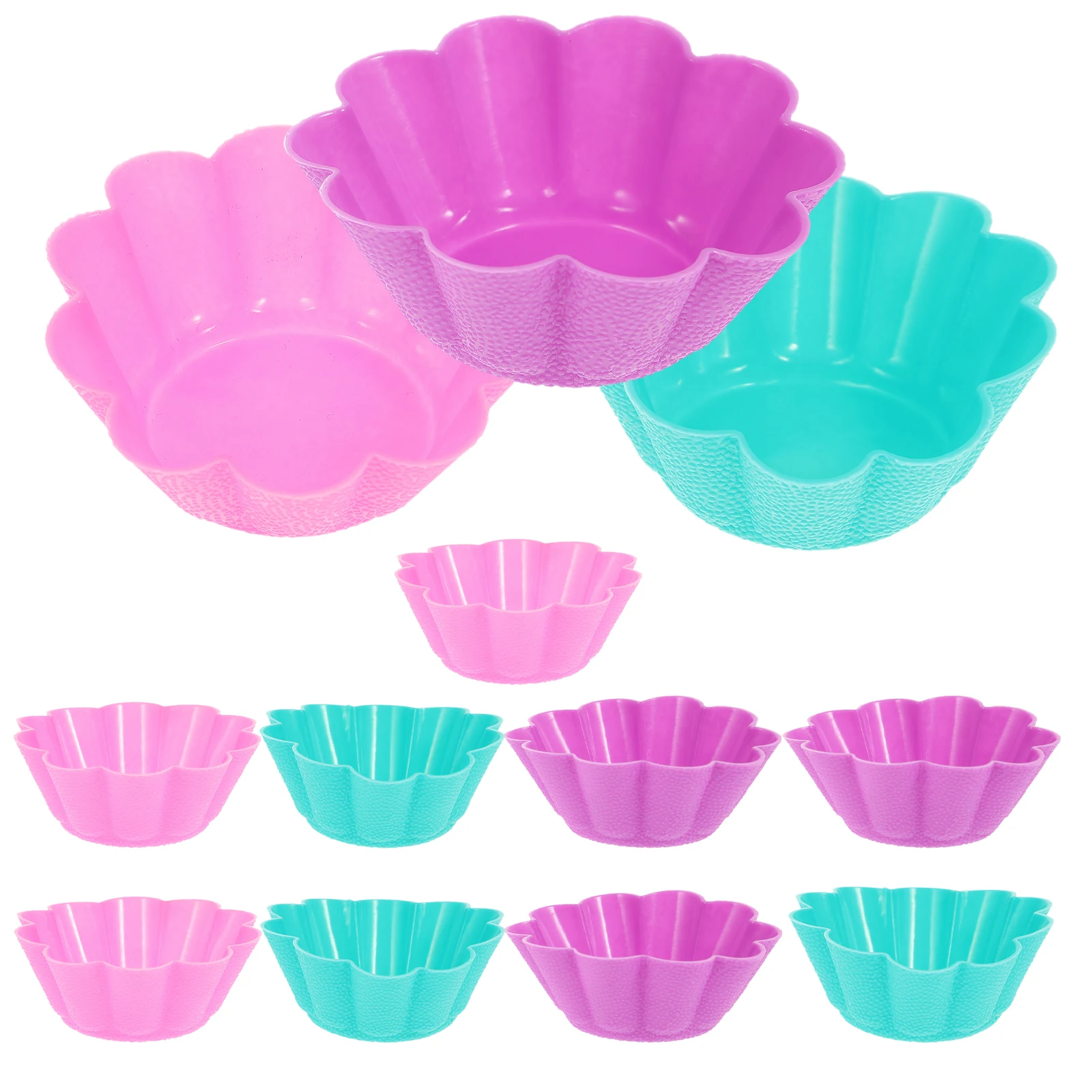 

12Pcs Silicone Baking Muffin Cups Flower Design Reusable Non-Stick Cupcake Molds Oven Microwave Dishwasher Safe for Cakes