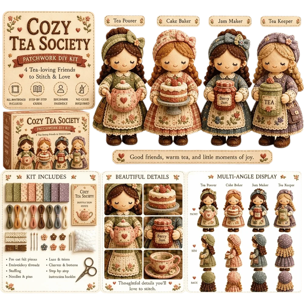 Floral Fabrics Little Girl Patchwork Toy Creative Handmade Decor Material Pack Patchwork Figurine Kit Fabric Hanging Kit