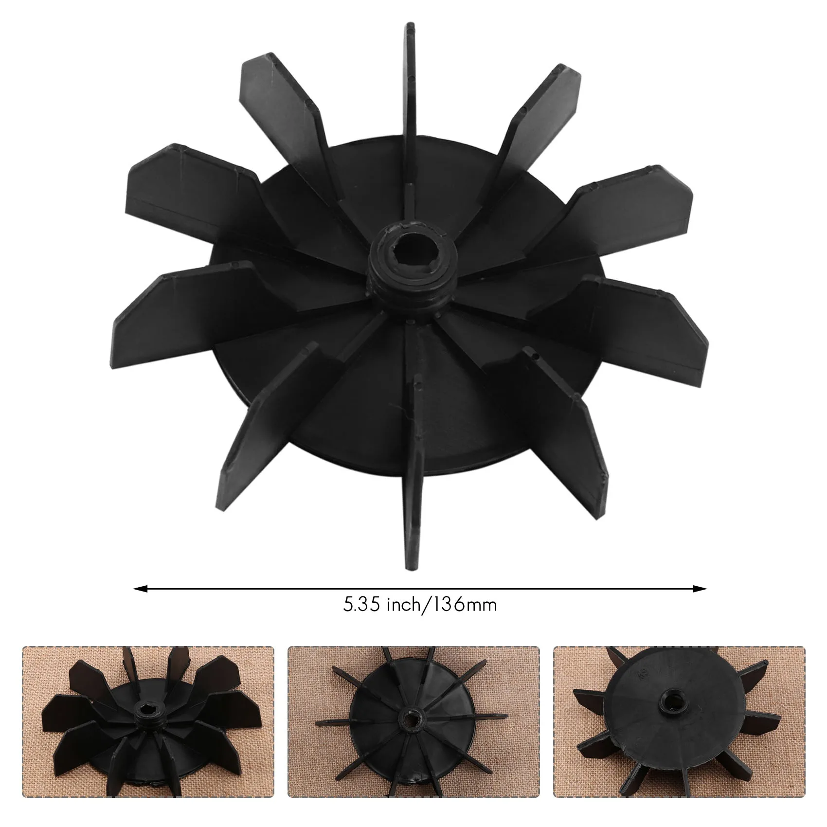 Replacement 0.5" Inner Bore 10 Impeller Air Compressor Motor Fan Blade Black