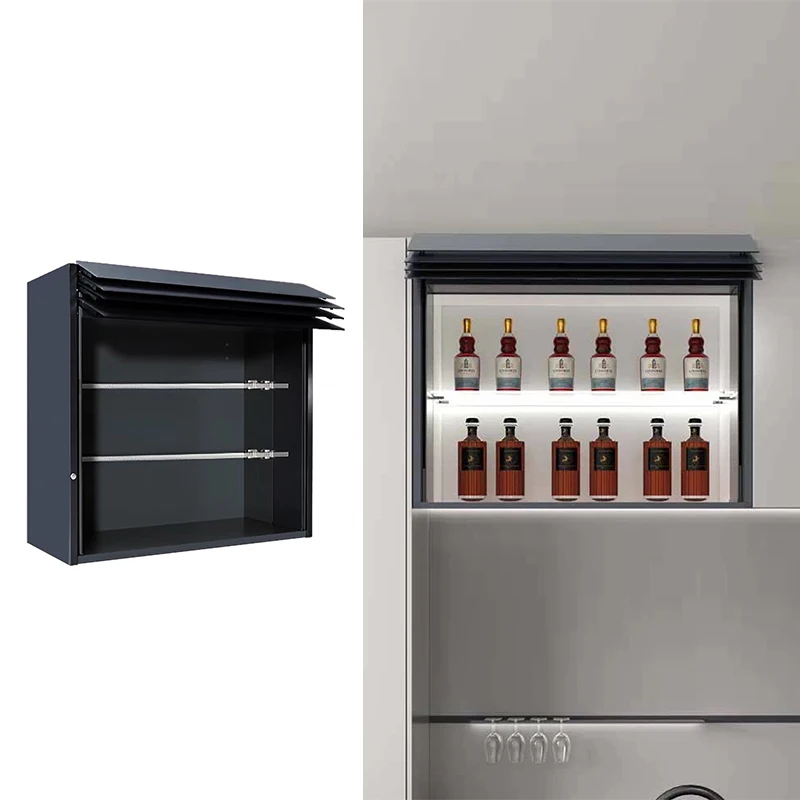 

Storage Panel Louver Hanging Smart Furniture Auto Bathroom Roller Shutter Filing Electric Lift up Glass Wall Mount Cabinet Door