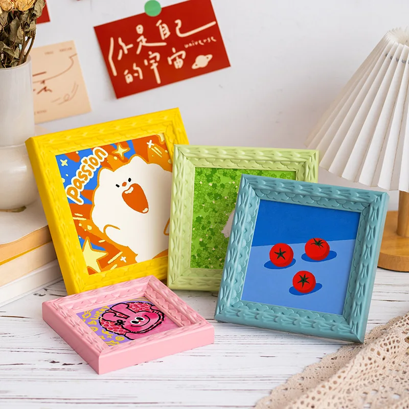 Colorful Photo Frame 5Inch-A4 Square Home Kids Bedroom DIY Decor Frames Stylish Artwork Display Pink/Yellow Picture Frame Gifts