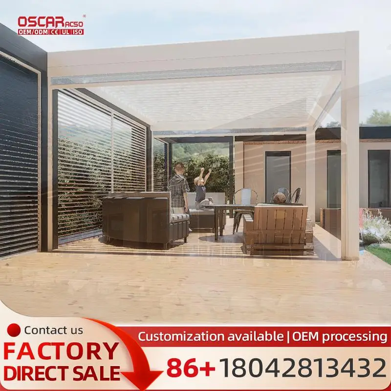 

Motorized Louvered Outdoor Aluminum Canopy Durable Waterproof Roof For Garden Patio Yard pergola