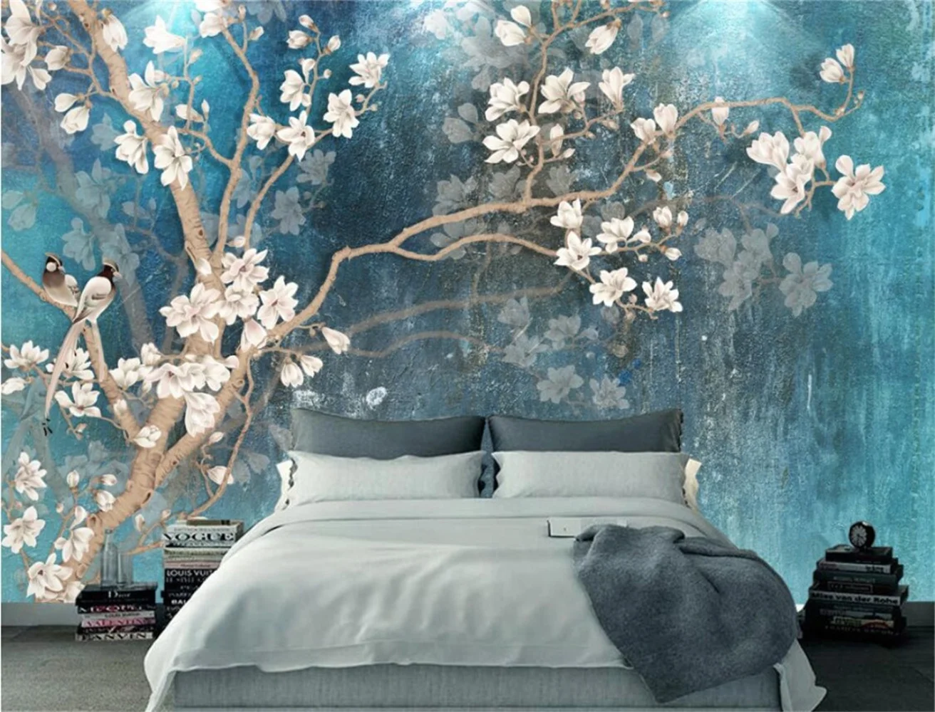 

custom Wisteria flower butterfly wallpaper for living room TV background photo mural wall paper decor home improvement Stickers
