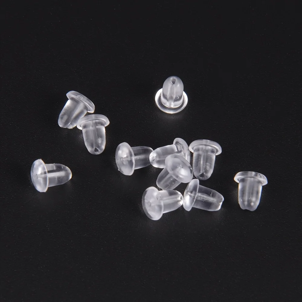 200pcs 4mmx5mmplastic silicone regular transparent ear plugs and caps DIY handmade ear accessories