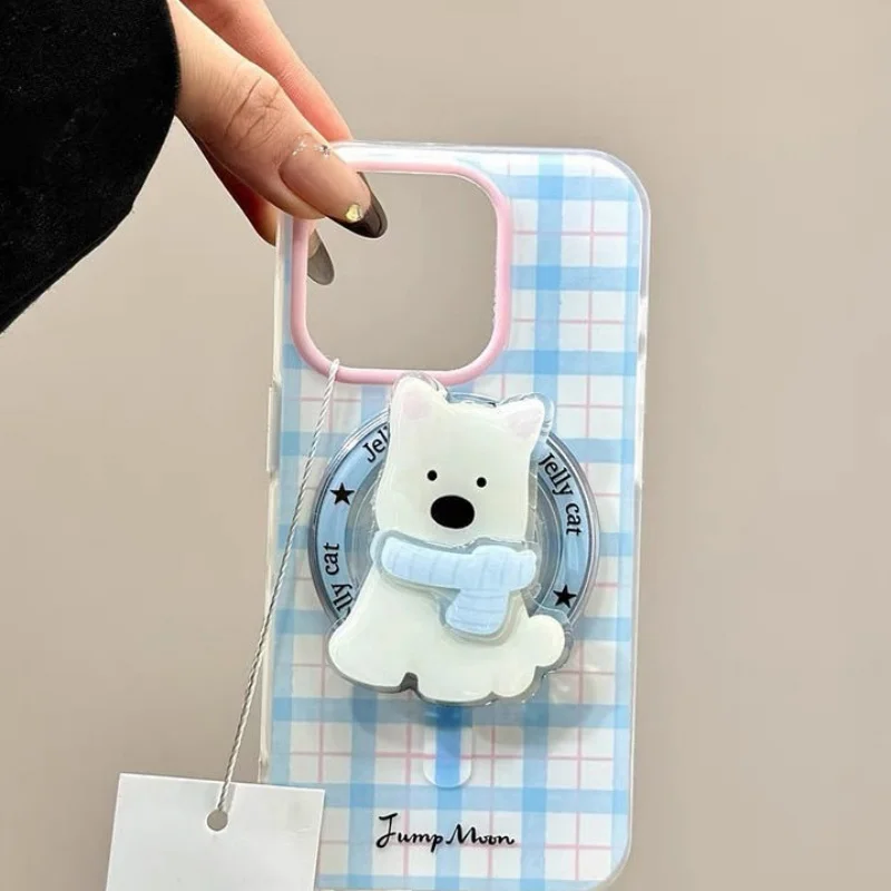 INS Cute Cartoon Penguin Dog For Magsafe Griptok Holder CellPhone Finger Ring Stand Support For iPhone 16 Samsung Girl Bracket