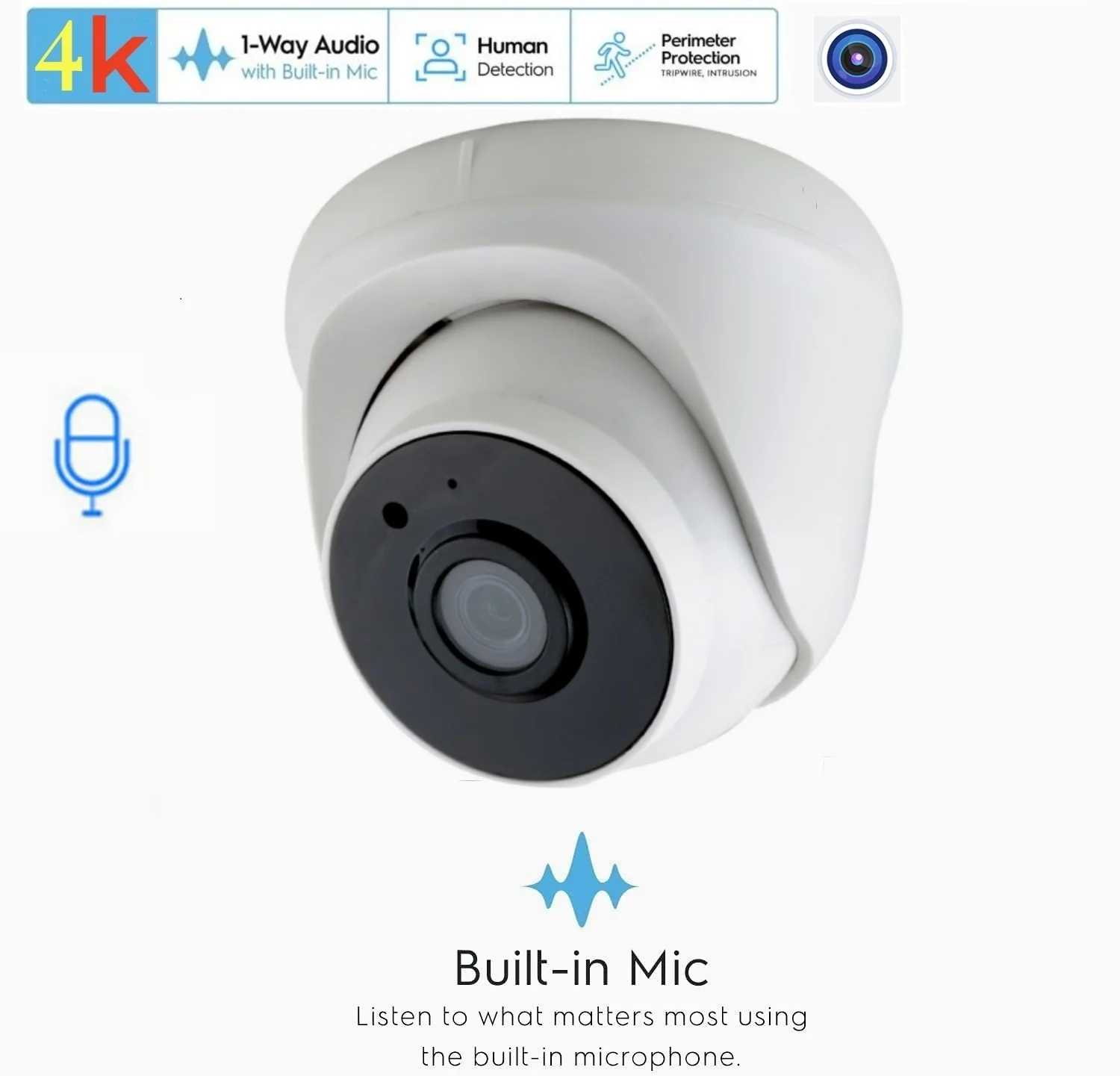 Telecamera IP HD 8MP 5MP Dome Telecamera per visione notturna IR IP con microfono Telecamera di sicurezza di rete Supporto per telecamera IP CCTV-Onvif 3MP