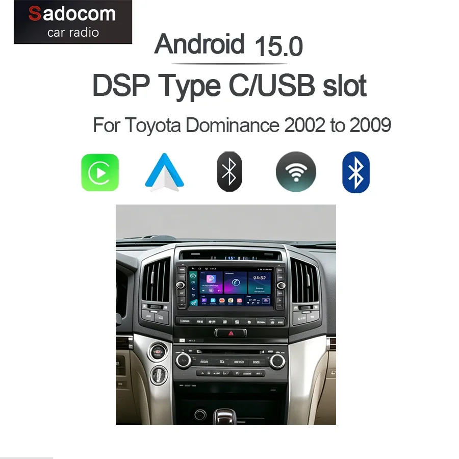 

8" Android Car Radio Type-C For Toyota Dominance 2002 to 2009 Wireless CarPlay Android Auto GPS Nav Bluetooth Steering Control