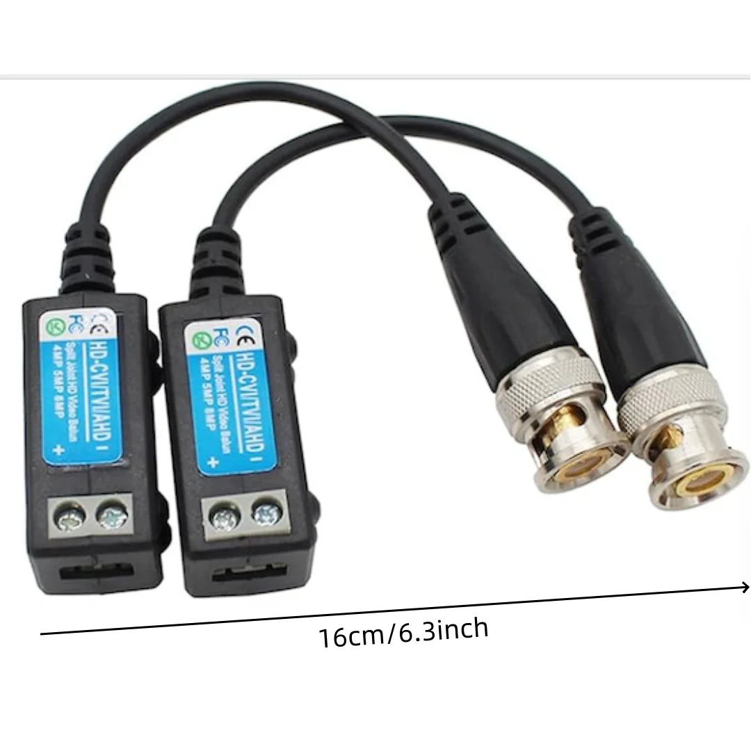 BNC Vedio Balun Connectors 4 Pairs with BNC Male Cable via CAT5/5E/6 Twisted Pair Transmitter for 720P 1080P 3MP 4MP 5MP CCTV