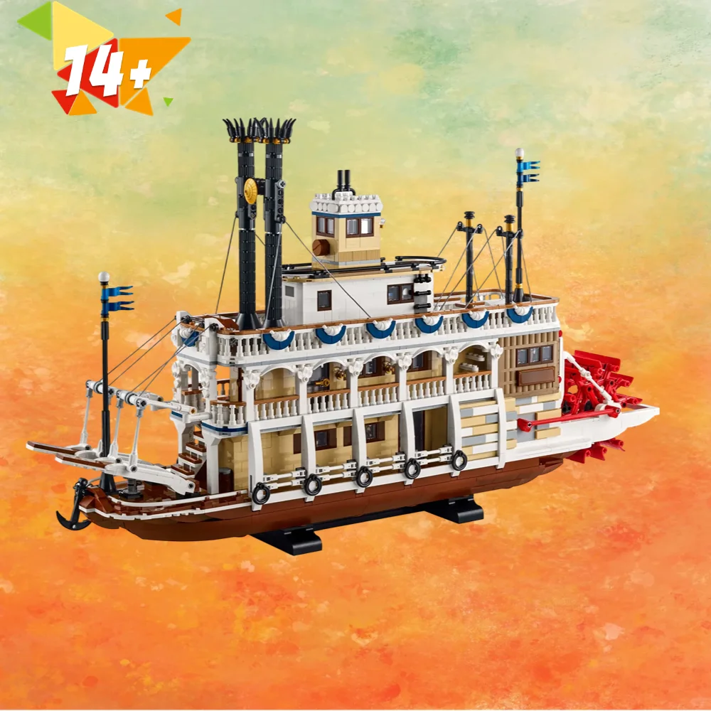 2025 en Stock FIT 21356 bloques de construcción creativos de patatas de vapor de río MOC juguete educativo ladrillos de transporte regalo de Navidad para amigos